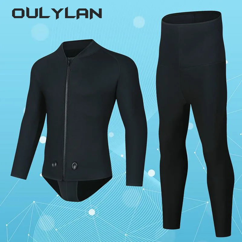 Oulylan 3 mm s kapucňou Men Men Dva kusy Samostatný set potápačský oblek potápanie Spearfishing surfovanie s hlbokým tepelným plavkám