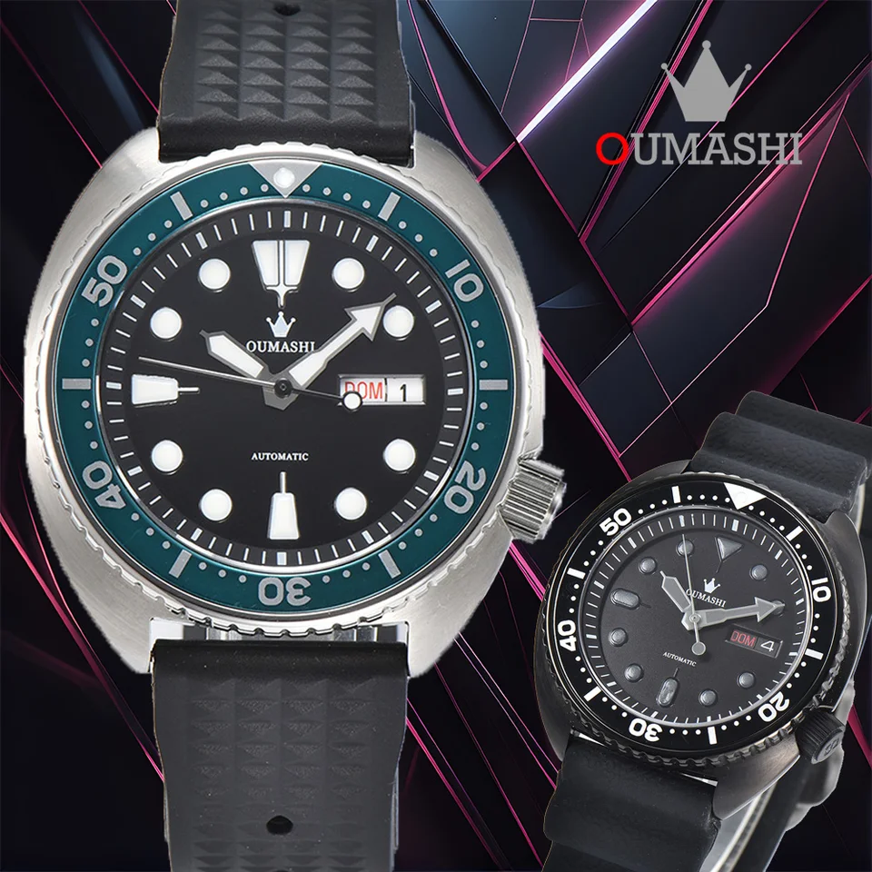 OUMASHI-42 mm NH36 hodinky módny obchodný trend GLOWN-THE-THE-DARK SAPPHIRE GLEY Nepremokavé mechanické mužské hodinky