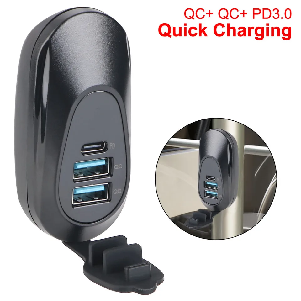 Outlet USB Outlet 12v-24V Dual USB + PD3.0 Port USB Outlet Adapter Náhradné auto USB Socket Charger Universal