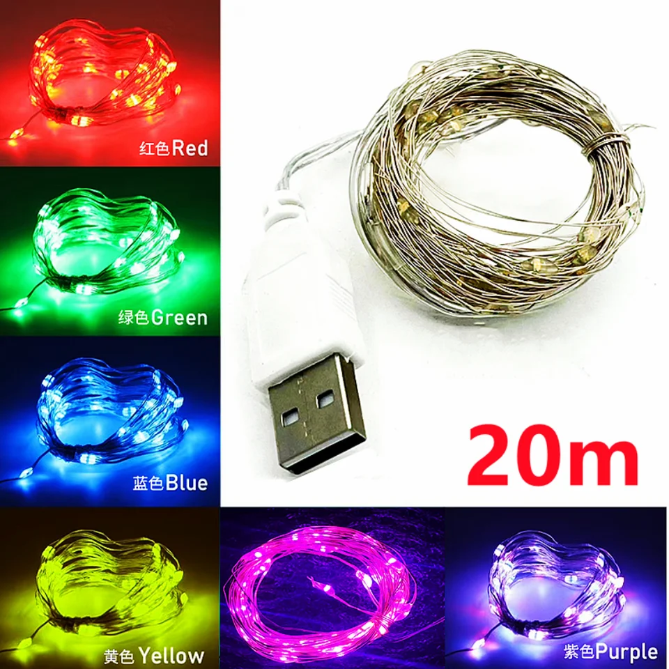 Ouuzuu Waterproof USB LED String Light 5m 10m 10m medený drôt Light Light Light Light Light Light na vianočné svadobné osvetlenie sviatočné osvetlenie