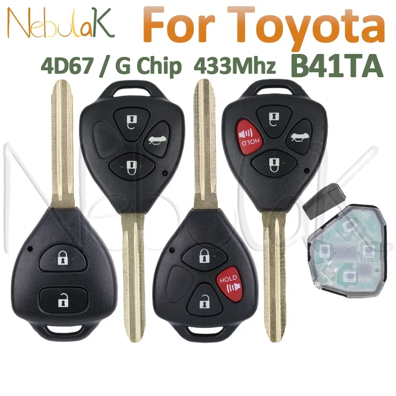 Ovládanie diaľkového vozidla FOB B41TA pre Toyota Fortuner Hilux Innova Corolla Yaris 43MHz 4D 67 G Chip 89070-52E61 2/3/4 tlačidlá