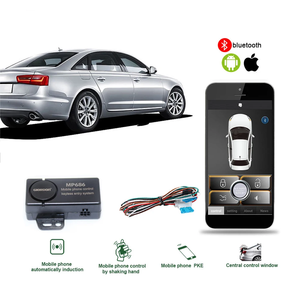 Ovládanie mobilného telefónu bezkľúčový vstup Alarmový systém automobilový motor spustenie systému STAP STAP DISTOČNÉ Ovládanie vozidla telefonicky automaticky