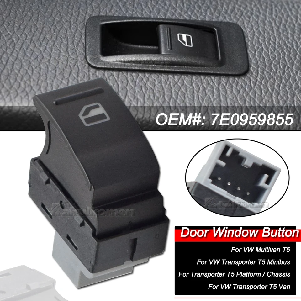 Ovládanie tlačidla s jedným spínačom elektrických dverí 7E0959855 pre VW Transporter T5 T6 Caravelle Multivan Side Automatické vozidlo