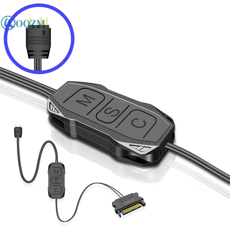 Ovládač ARGB 5V 3PIN až SATA Power Sumping Mini RGB Controller 3pin Hub pre počítač CPU Cool ventilátor LED svetla LED svetla