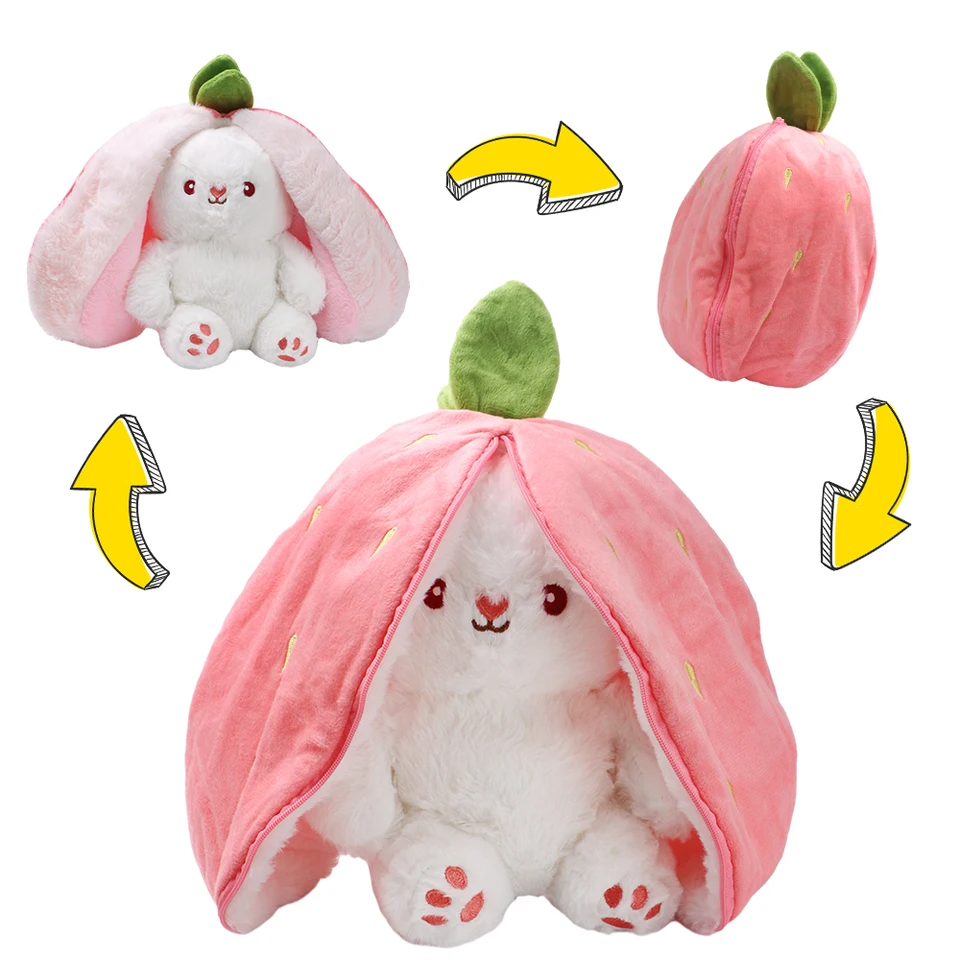 Ovocie transformované na ovocné králičie vankúš Plush Doll Toy Girl Birthday Daroden Decotion 7,2 palca