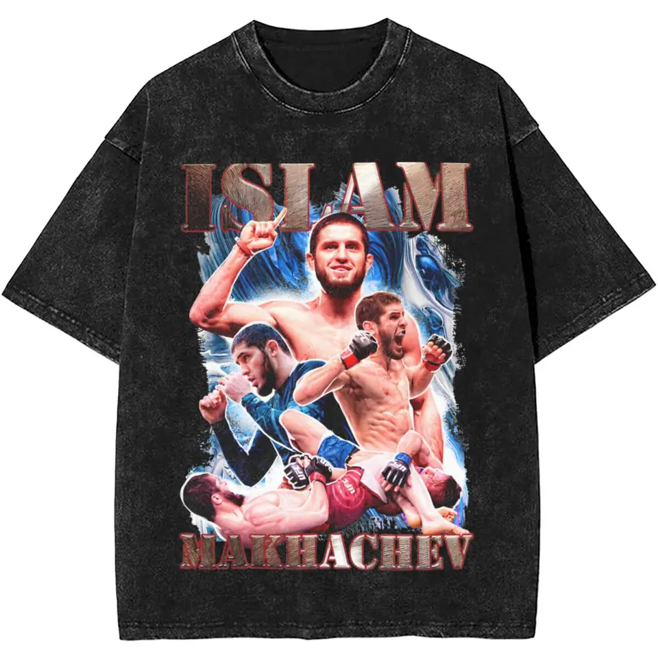 OVResize Vintage Islam Makhachev Bootleg outfit Tir košeľa umývaný štýl Men Women Cool Fighter Winner Trič