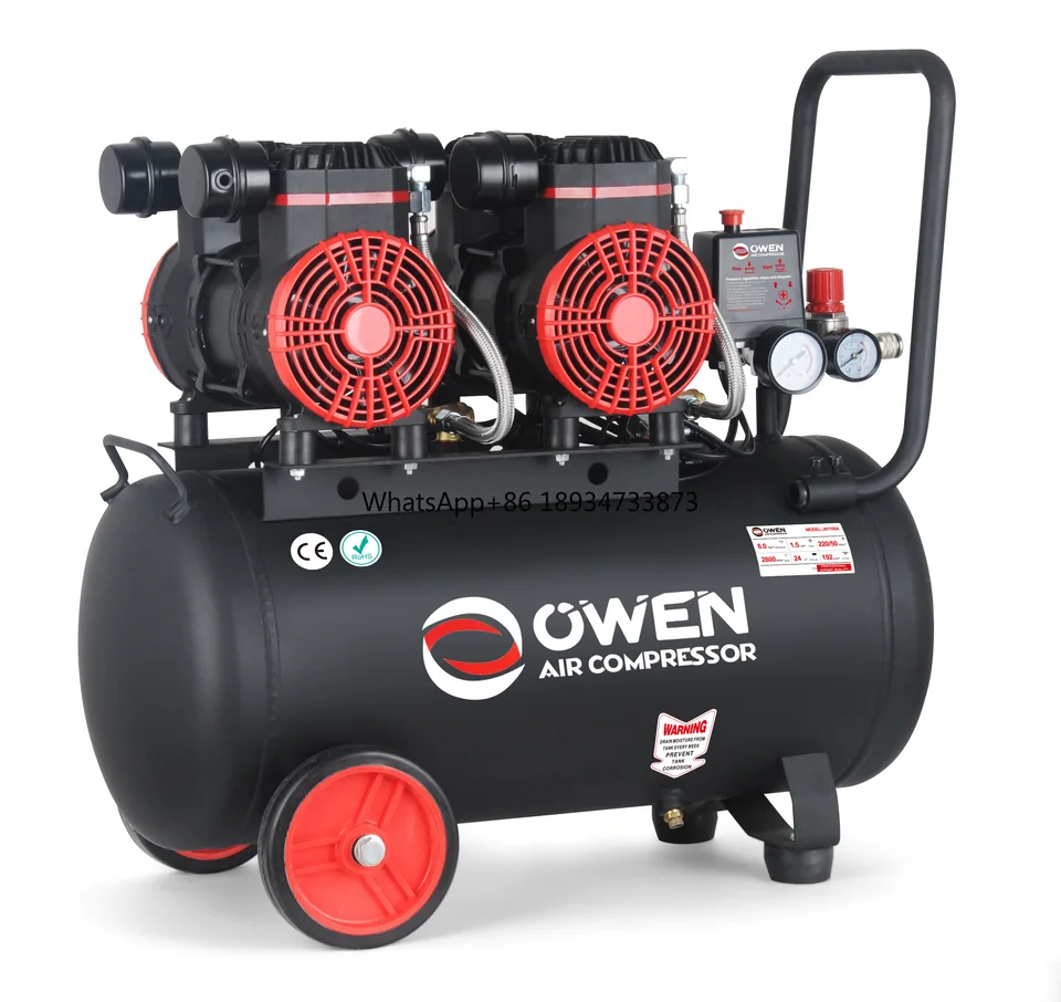 Owen s nízkym hlukom Olej zadarmo tichý vzduchový kompresor 50l 2head