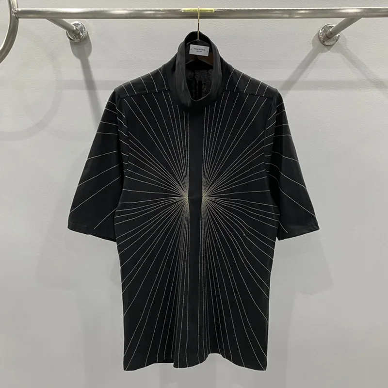 Owens Tričko punk štýl výšivka Rick Tshirt High Street Radium Ray Ray Ray Ray Ray Ray Ray Ray Turtleneck Pullover módne krátke rukávy košeľa košeľa