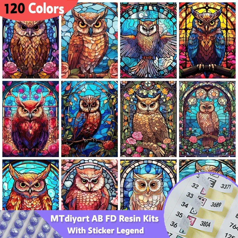 Owl 120 Farby ab rozprávková prachová živica lepkavá legenda diamant maľba mozaiky karikatúra výšivok krížový steh sada zvieracích ružových dekorácií