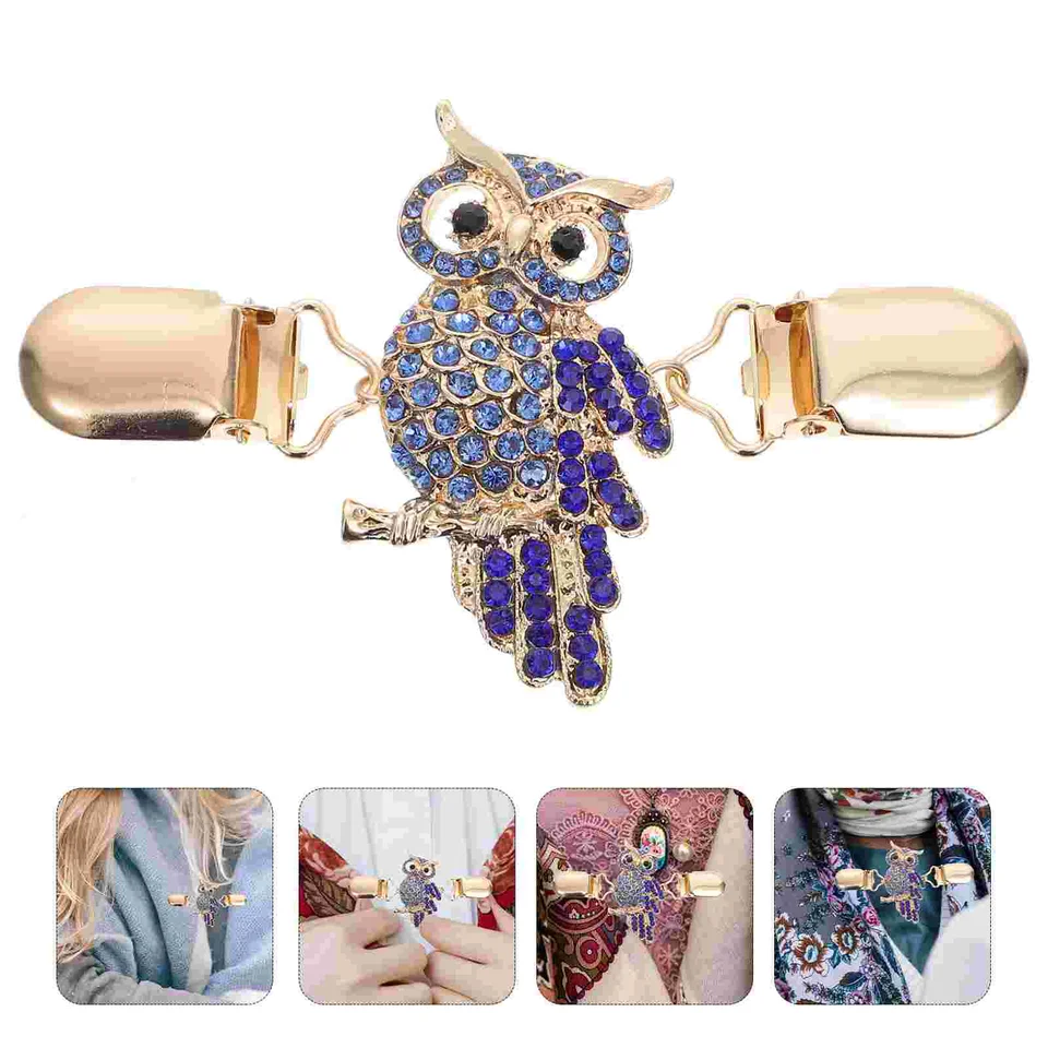 Owl Cardigan Clip Cover Clothing Actle Creative Shawl Blue Clips košeľa brošňa Chic Dámska