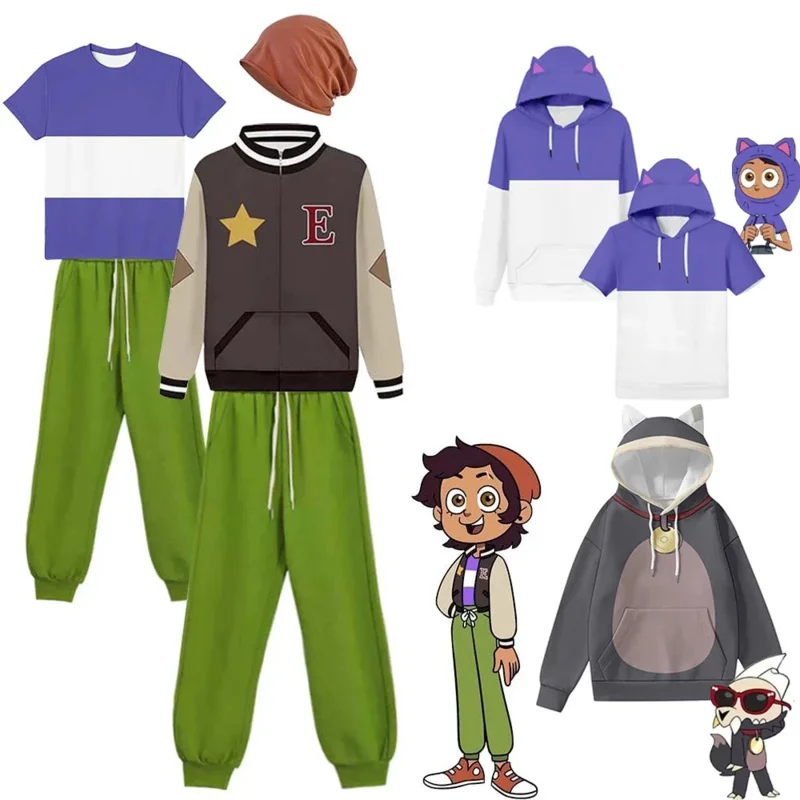 Owl Cosplay House Luz Zip Up Baseball Coat Hat Nad nohavice pre unisex dospelých detí Kostým mikina mikina D4131