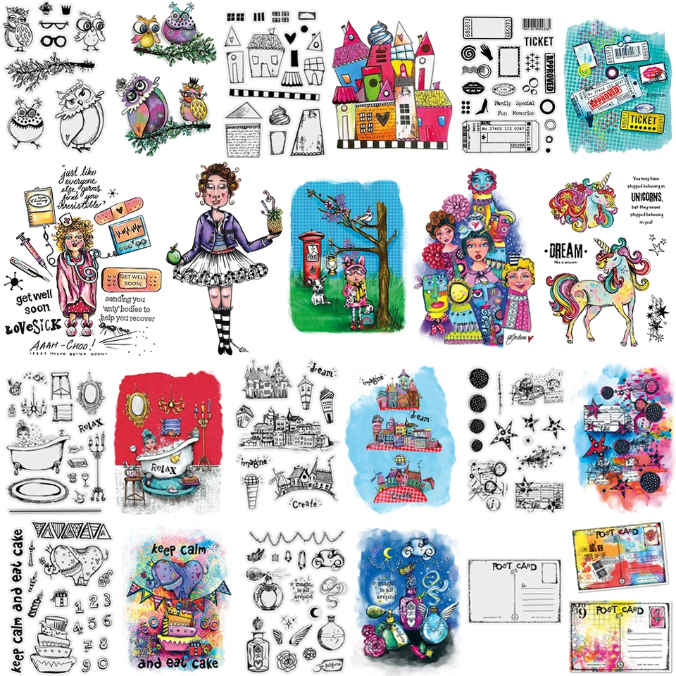 Owl Signature Cool Madam Collection Clear Silikone Stamps zostavte známku s pohľadnicou pre domácich majstrov