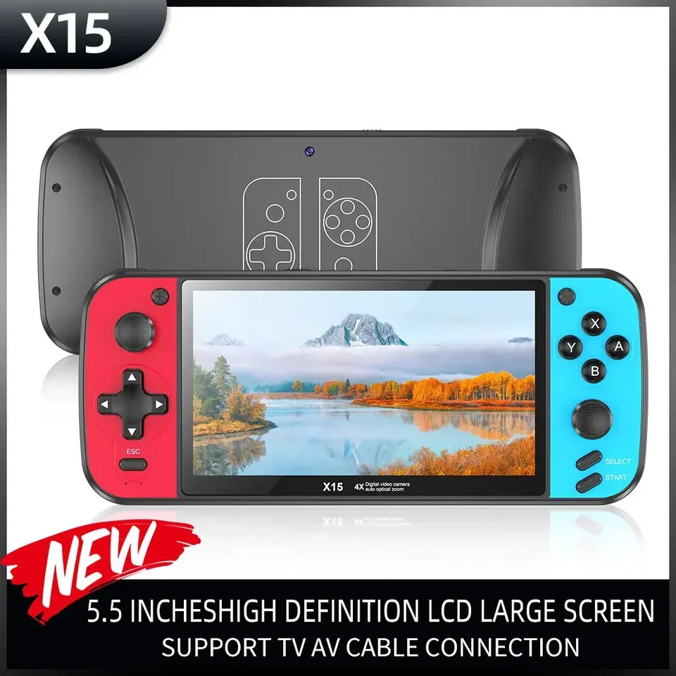 Owllon Nový 5,5 palca X15 Prenosná ručná herná konzola pre GB FC MD 5000 Retro Games Support TV TV MP4 Hudba Ebook Video Player