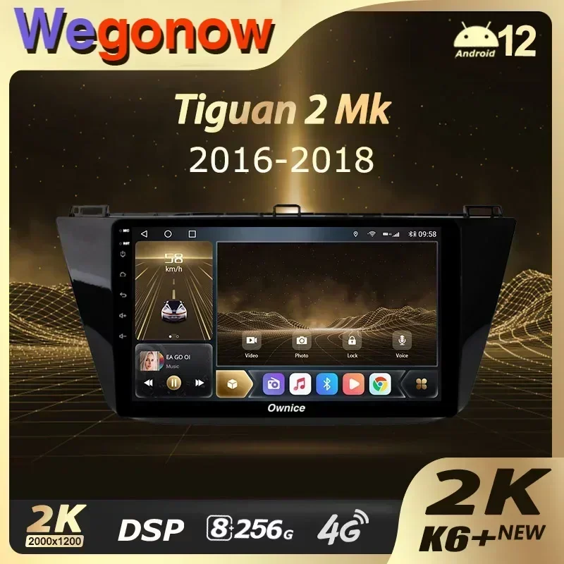OWNICE K6+ 2K 10,36 pre Volkswagen Tiguan 2 MK 2016 - 2022 Automobilové rádio Multimediálne video prehrávač Navi stereofónny GPS Android 12 Nie 2Din