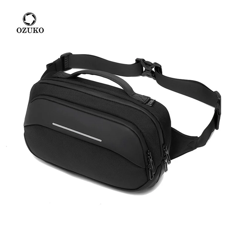 Ozuko mobilný telefón taška na pás v taške Outdoor Short Cestoval Fanny Balíky Mužské vodotesné módne hrudné vrecia