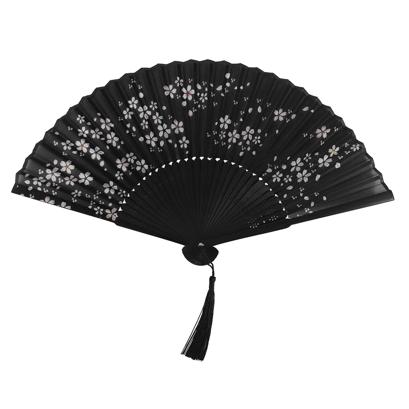 Očarujúca elegantná moderná žena ručne vyrábaná bambusová hodváb 8,27 palca (21 cm) Skladací vreckový kabelkový ventilátor, skladací priehľadný držiak