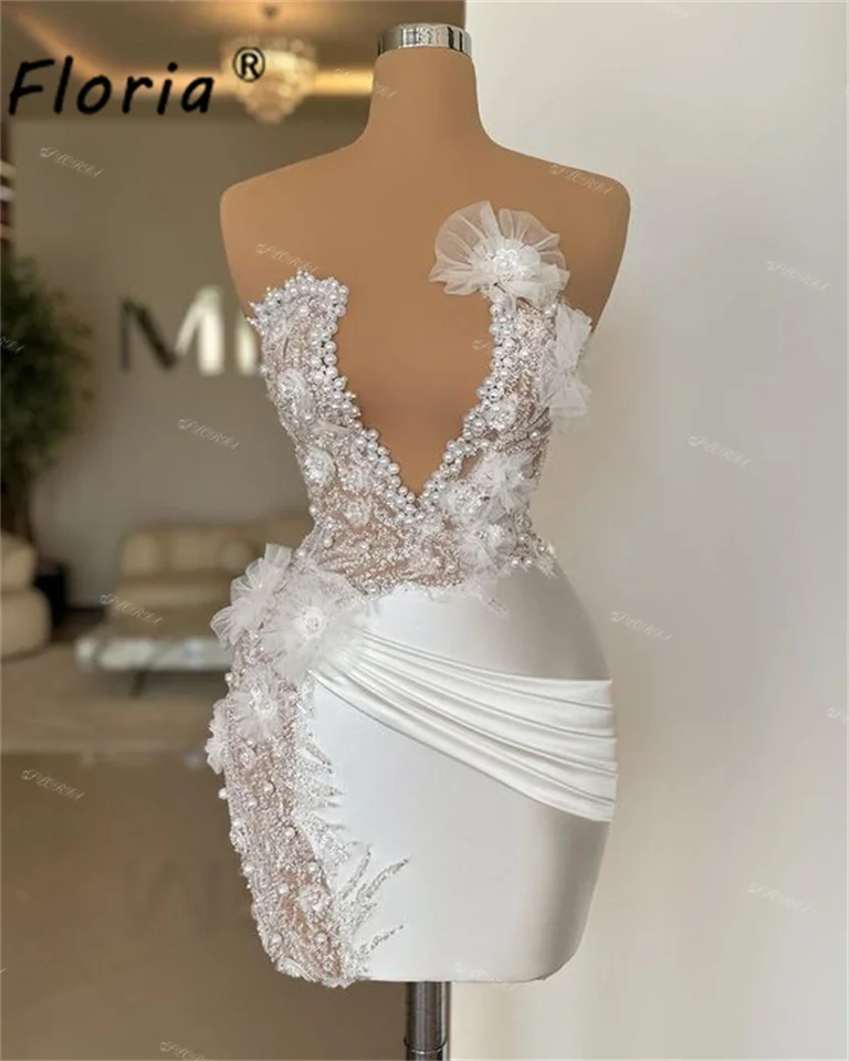 Očarujúce kvety perlové morské panne koktail šaty romantické čipky 3D krátke promócie Vestidos Mini Party Robes de Cocktail Chic 2024