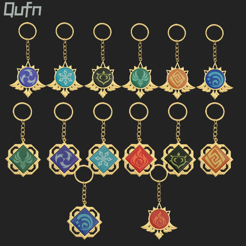 Oči Boha Genshin Impact cosplay zliatiny Keychain Keyring Anime Kawaii Backpack Key Accessories Genshin Key Chains