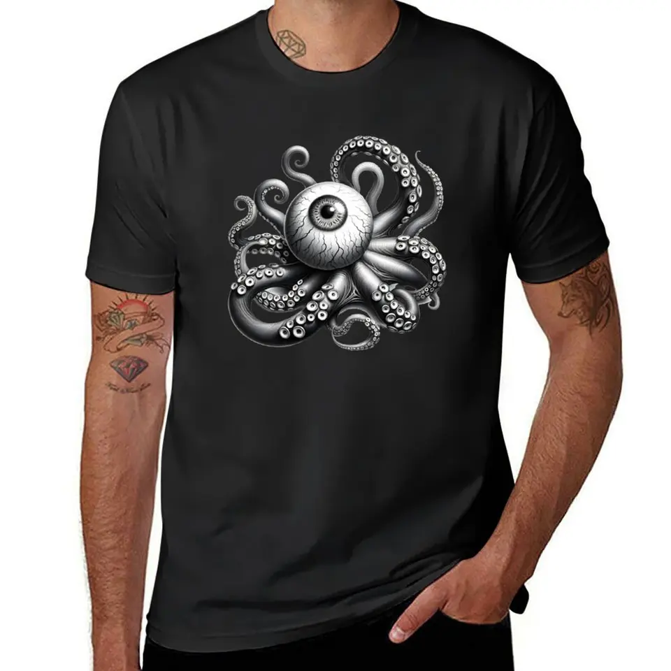 Očné chobotnice Eldritch Horror Tričko s nadmerným vrcholom colných dizajnérov T tričko muži