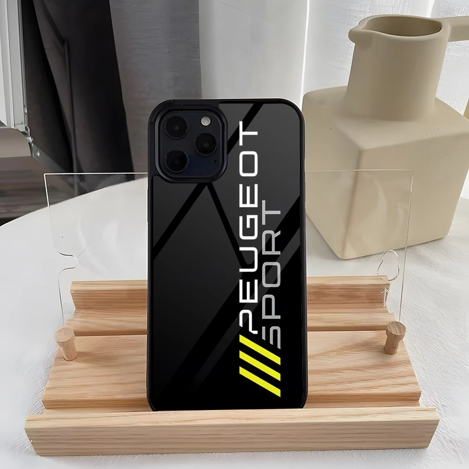 P-eugeotes Car Logo Puzdro Silikón PC+puzdro TPU pre iPhone 16 15 14 11 12 15 13 Pro Max 8 7 6 Plus x SE XR Fundas Hard Shell Fundas
