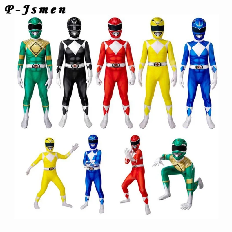 P-Jsmen Fantasia Power Samurai Rangers Cosplay kostým dospelých detí Morpher Mighty Morphin Superhrdinová maska ​​kombinézy Halloween Halloween