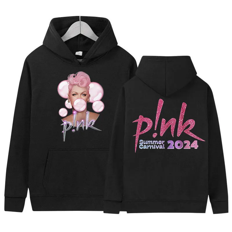 P! Nk Pink Singer Summer Carnival 2024 Tour Hoodie Men Ženy hip hop estetické pullover mikina retro nadmerne veľkolepé oblečenie kapucňu