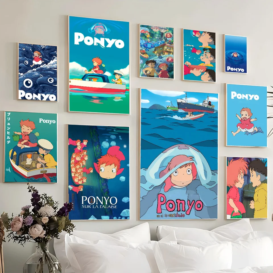 P-poník na útesoch anime plagáty lepivé vodotesné papierové nálepka kaviareň bar kawaii izba dekor