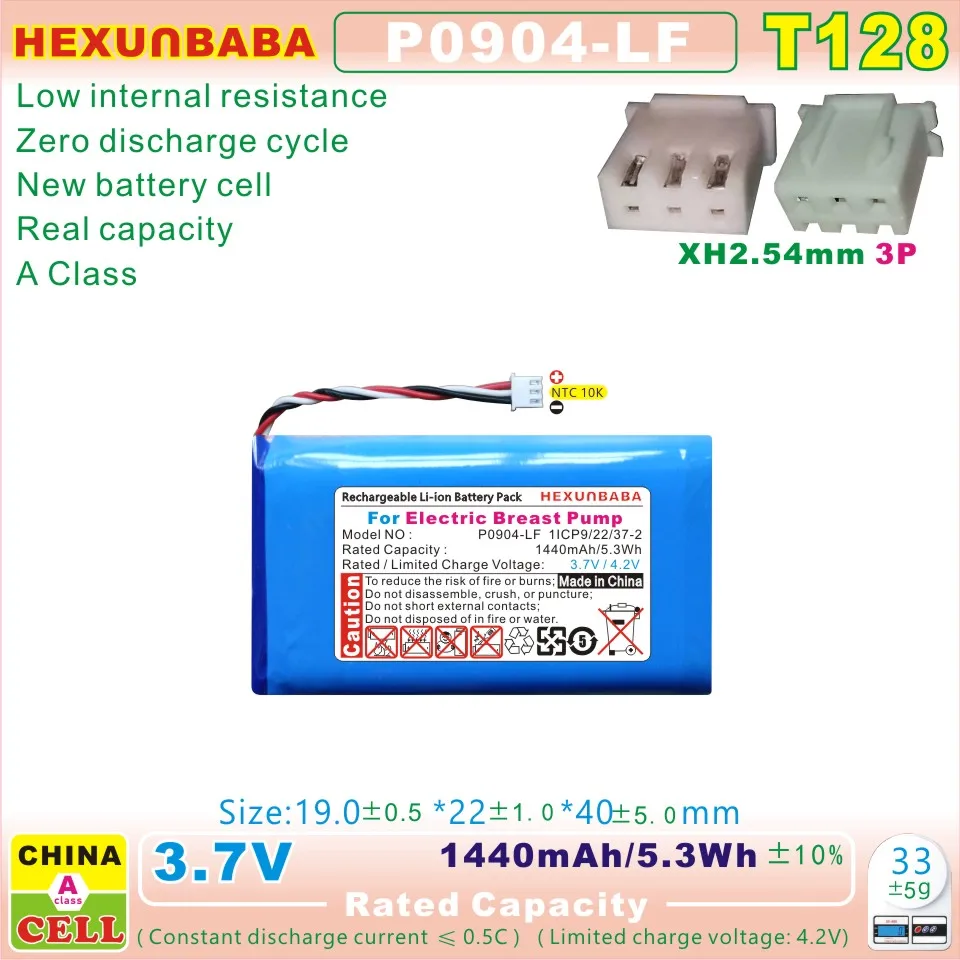 P0904-LF 3,7V 1440MAH NTC 10K Polymérna li-iónová batéria pre elektrické prsné čerpadlo T128