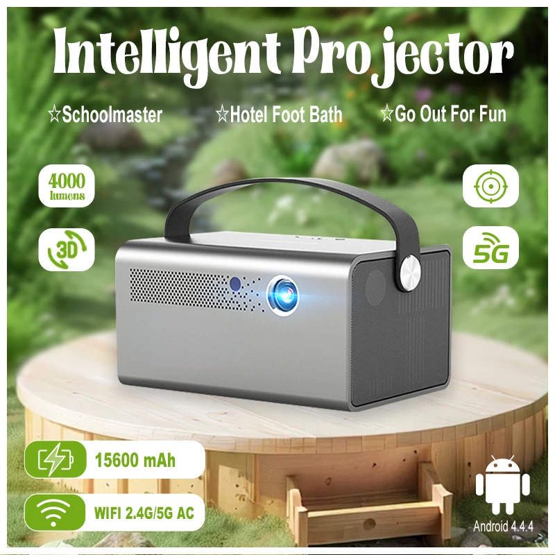 P37 Smart Projector Android 10 4000 Lumens 2.4/5G 3D Automatické zarovnanie rebríka Automaticus Hifi Kvalita zvuku prenosný projektor