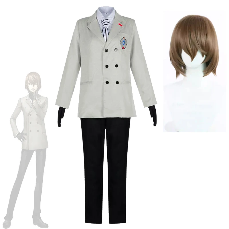 P5 Akechi Goro Cosplay Parochne a jednotné obleky Persona 5 Crow Detektív princ kostýmy Halloween Comic-Con Coser Anime Clothing