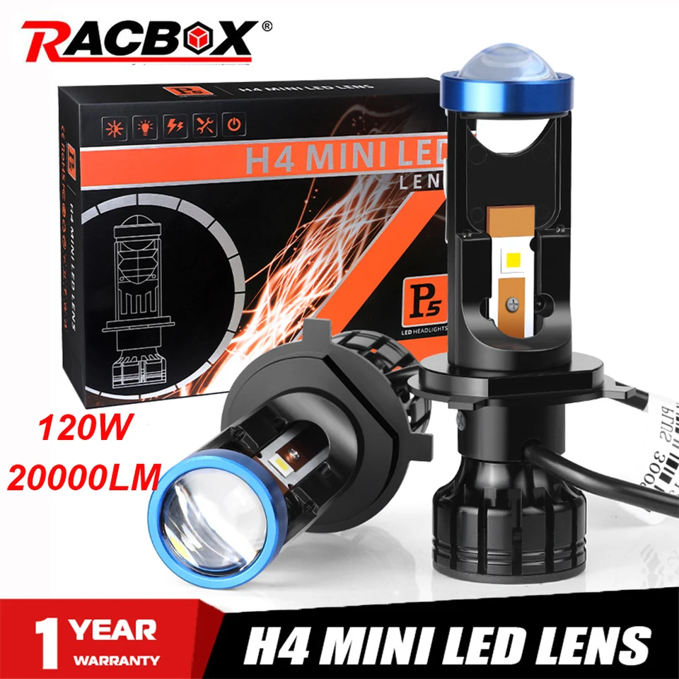 P5 H4 Mini LED projektor Objektor Svetlomet Herb FOG FOG LIGHT 20000LM 6000K BIELA ​​Super Bright Auta