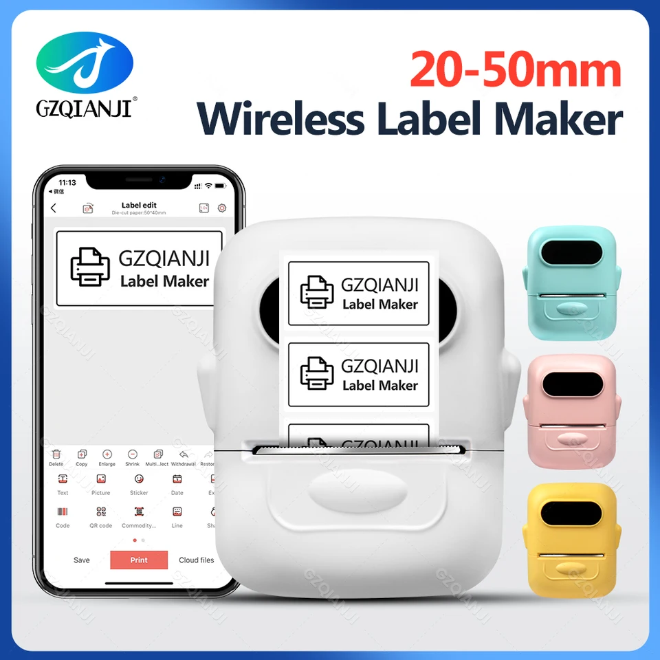 P50S Termal Label Printer Wireless Self-Abself Pocket Bluetooth Label Maker Atrament Cena-Tag Tlačiareň bez atramentu