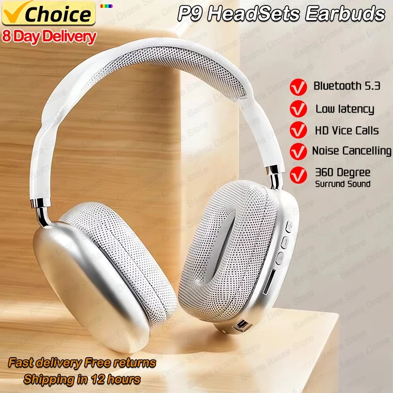 P9 Wireless Bluetooth slúchadlá slúchadiel Outdoor Sports Headset 5.3 s nabíjaním bin displeja dotykové ovládacie panely pre muisc