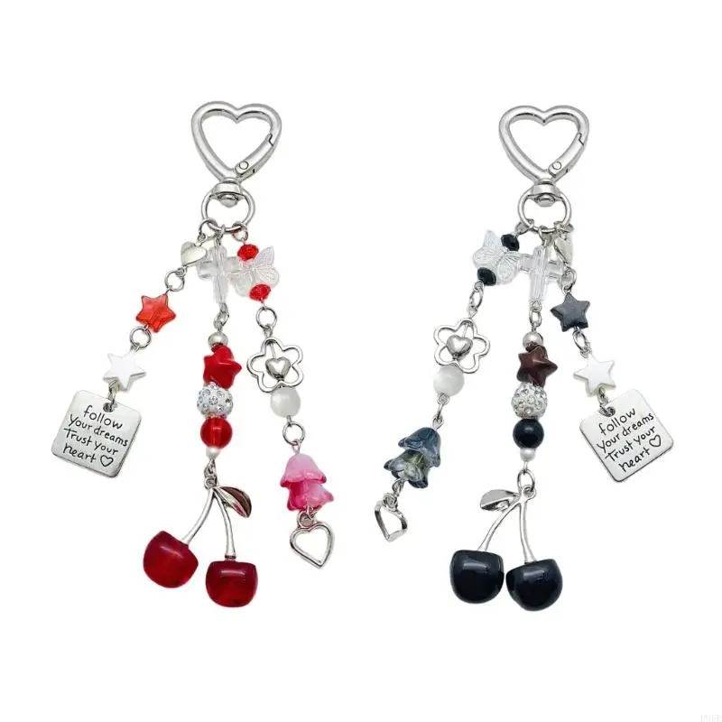 P9FE Fashion CHERRY KEYCHAIN ​​ORNAMENT ORNAMENT navrhnutý pre ženy, ktoré radi dodávajú svoj individuálny štýl