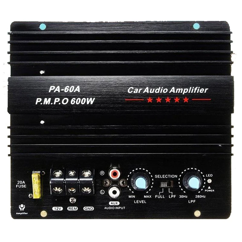 PA-60A 600W 12V Power zosilňovacia doska pre domáce auto Audio zosilňovač S Výkonný basový subwoofers zosilňovač pre Mono Car Modi