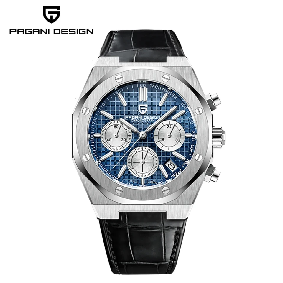 Pagani Design 2024 Nový 40 mm módny mužský kremeň chronograf Sapphire Nerezová vodotesná