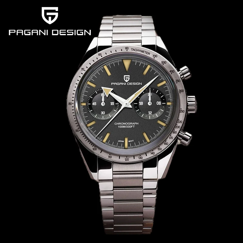 Pagani Design 40mm Men Men Quartz Watches TMI VK64 Luxusný obchod Top Sapphire Nerezová oceľ 100 metrov vodotesné hodinky reloj hombre