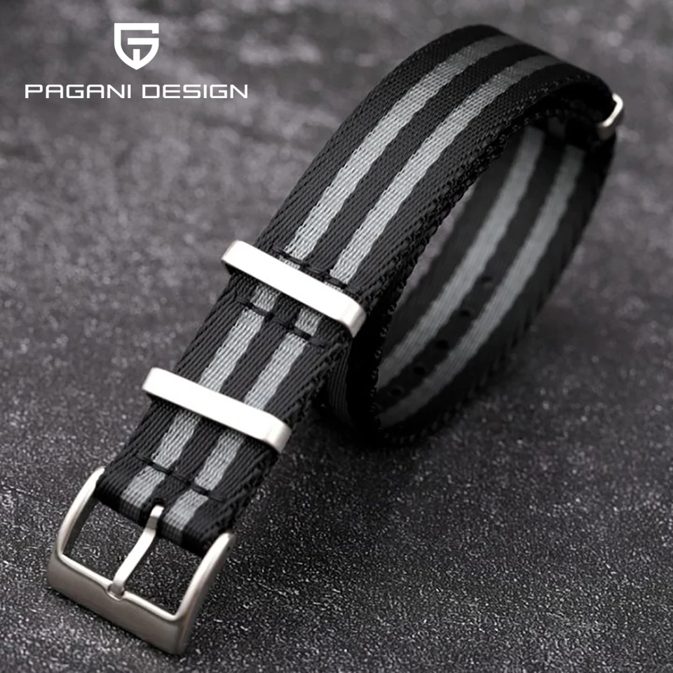 Pagani Design Oficiálny originálny nylonový remienok Čierne Pánske mechanické hodinky šírka 20 mm vodotesné športy 10bar hodinky pre mužov