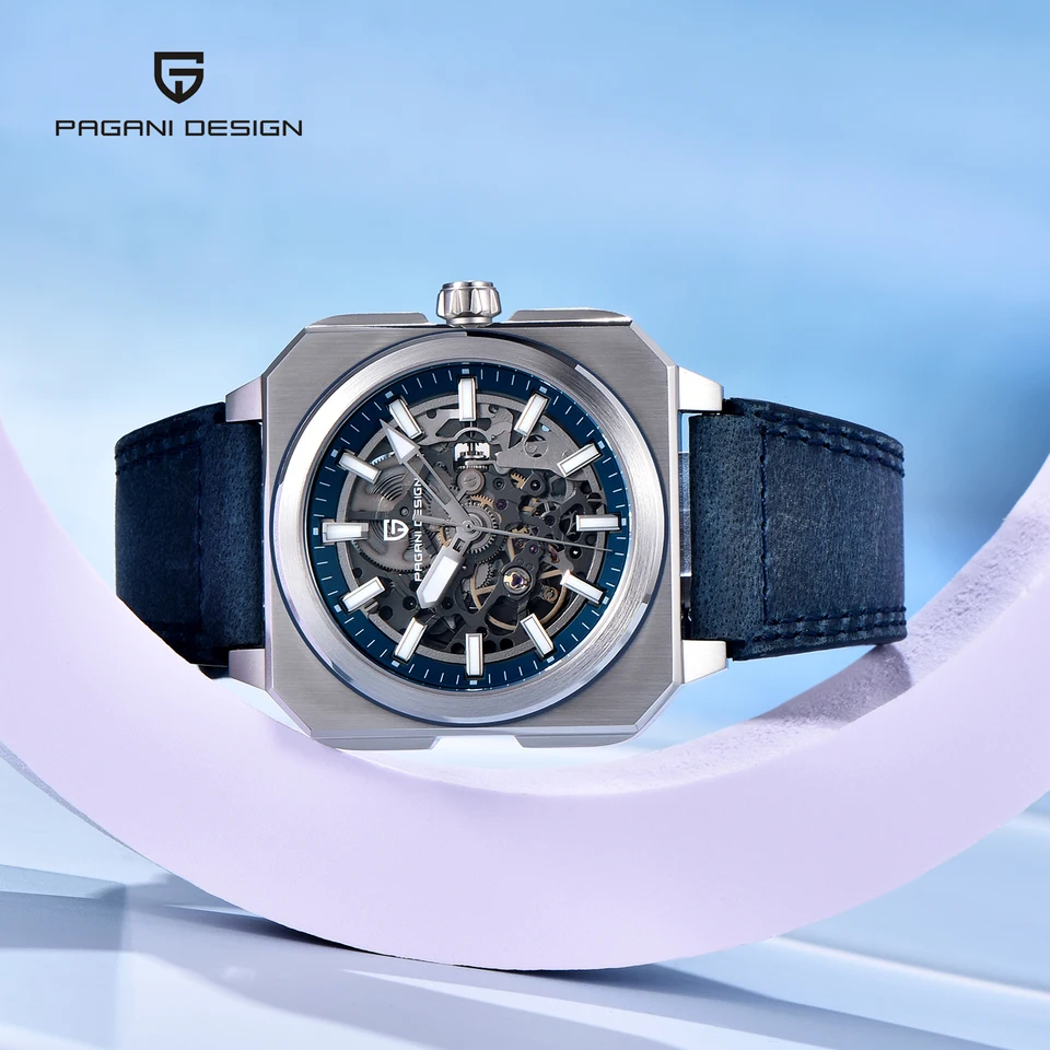 Pagani Design Pánske hodinky Hollow Automatické hodinky pre mužov Mechanické náramkové hodinky Luxusné vodotesné zafírové zrkadlo Darček