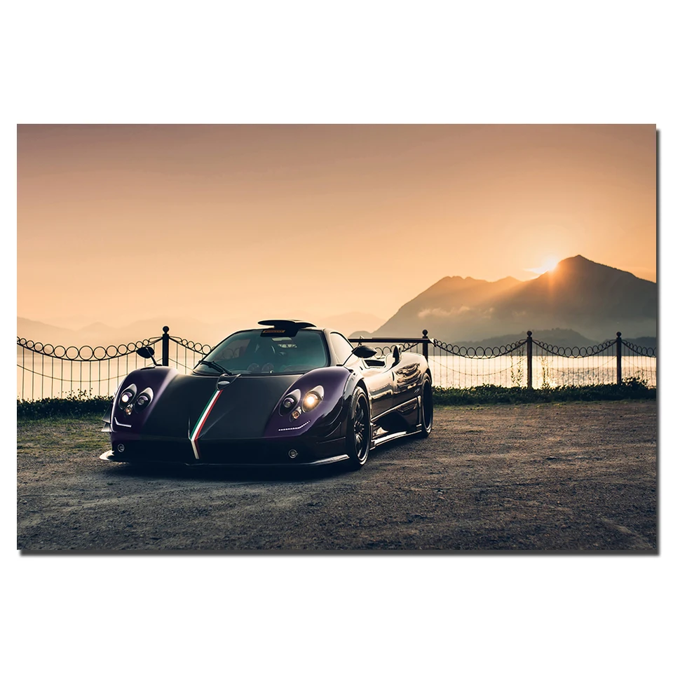 Pagani Zonda Super Car Plaght Canvas Tlač maľba s rámom