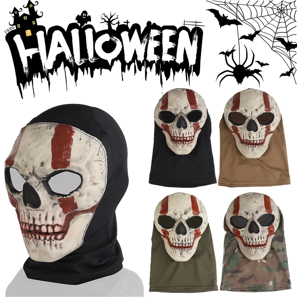 Paintball Full Mask hlavy hlavy s vysokou pevnosťou PC šošovky Airsoft Ghost Balaclava strašidelná celá tvár hlavy hlavy cosplay doplnky