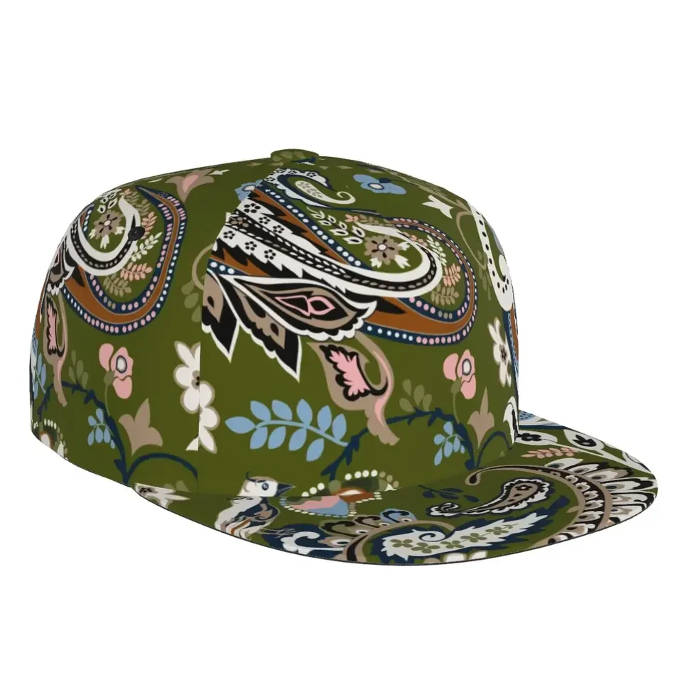 Paisley Green Pattern 3d Print Baseball Cap Casual Sun Hat Elegantný etnický módny scéna Hip hop ženy Men