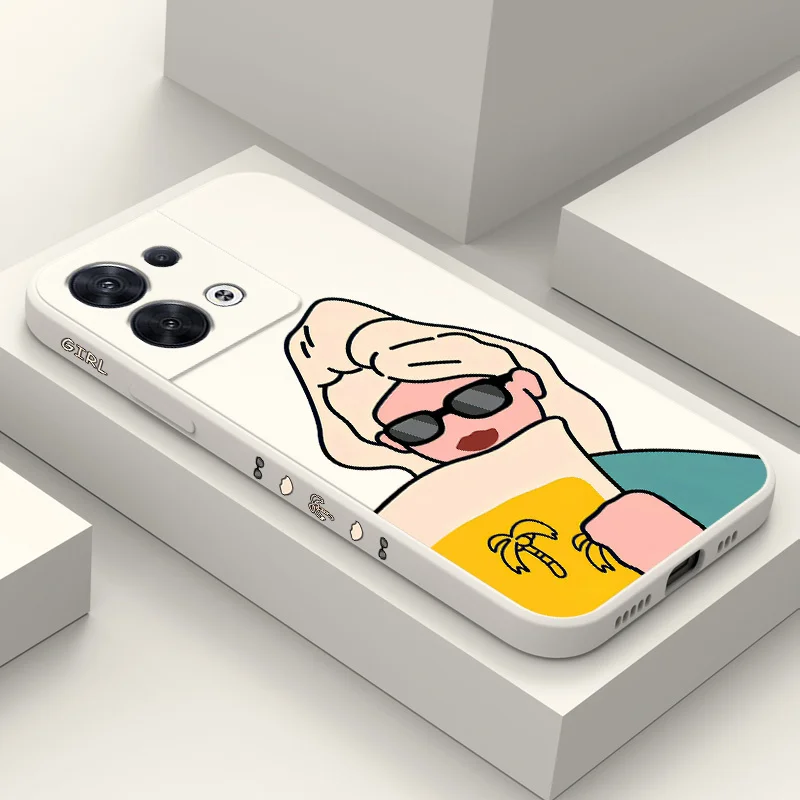 Pajama dievčenské puzdro pre puzdro pre Oppo Reno 10 8 8t 8Z 7 7Z 6 5 Pro 4G 5G F19 F9 Pro Plus tekutý silikónový kryt