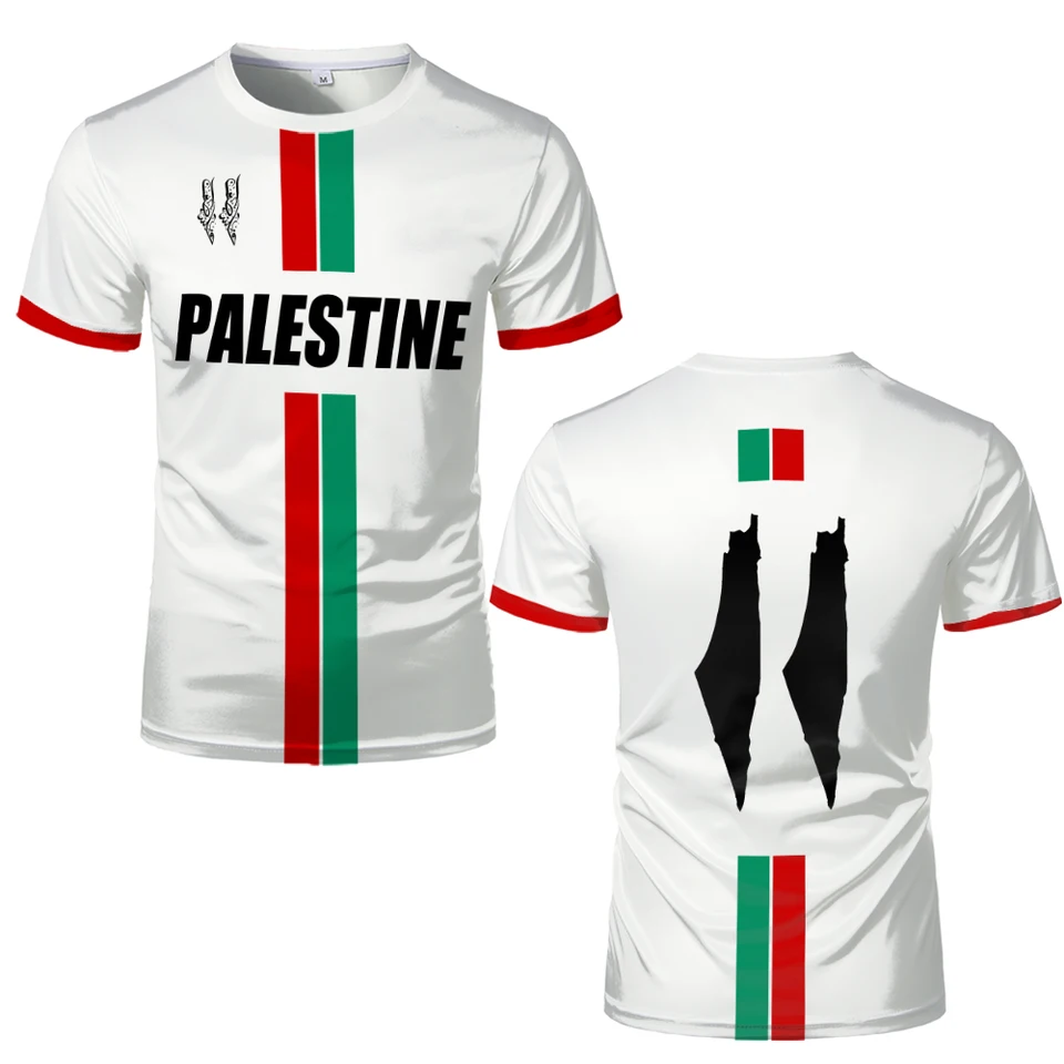 Palestína futbalové dresy tričká Dospelé a deti Light Luxusné digitálne tlačené futbalové uniformy letné pánske palestínske vlajky odpaliská