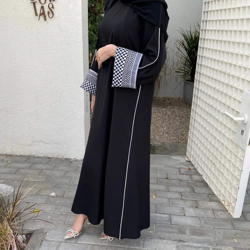 Palestína Linen Zavreté abaya šaty moslimské abayas pre ženy dubaj luxusné morčacie ramadán Eid Islamské oblečenie kaftan hidžáb rúcho rúcho