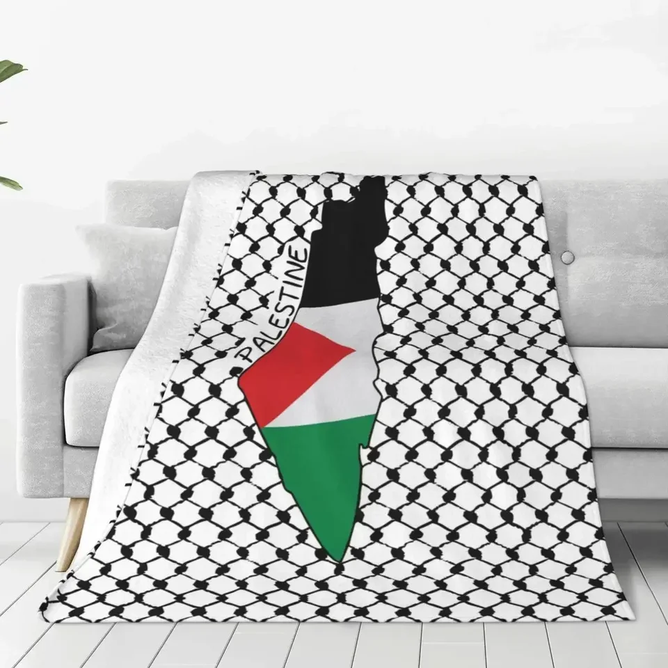 Palestína mapa palestínsky kufiya hatta prikrývky koralové fleece plyšové tradičné keffiyeh vzorové hádzanie prikrývky na koberec postele