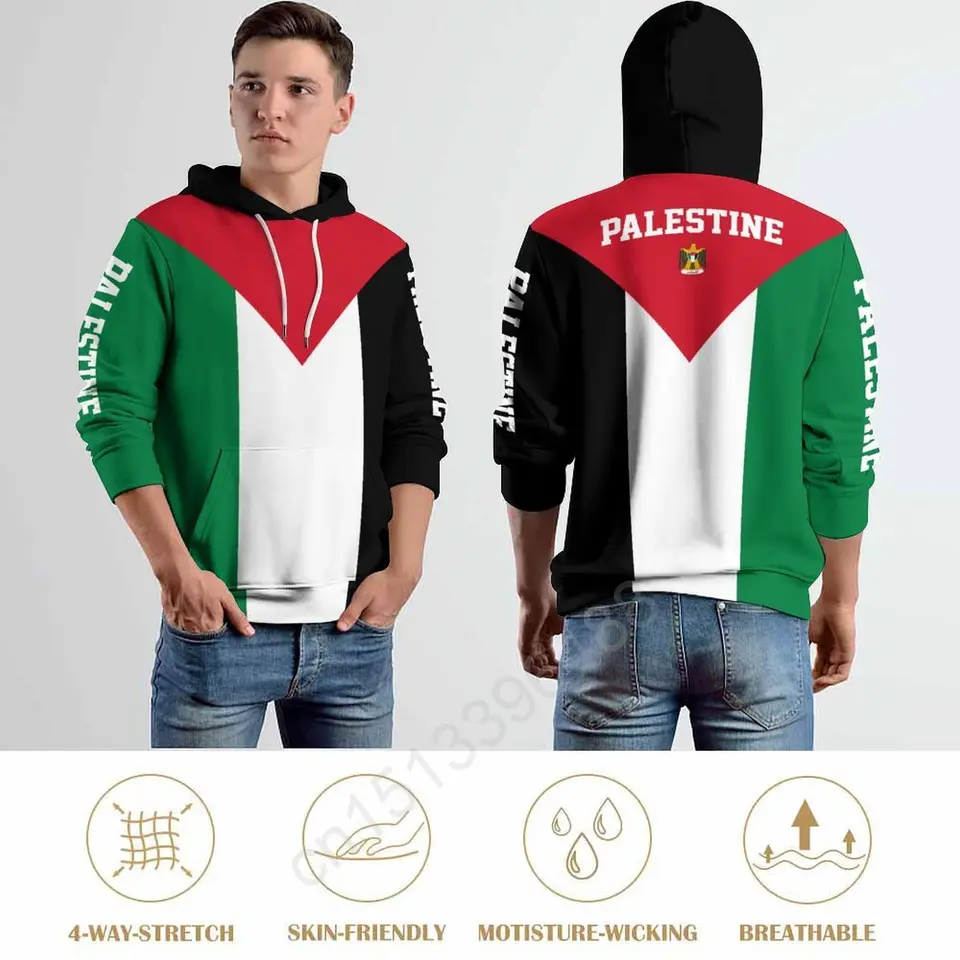 Palestína Vlajka 3D kapucňa Polyester Cool Men Ženy Harajuku mikina Unisex Casual Pullover Hoodies Custom Meno