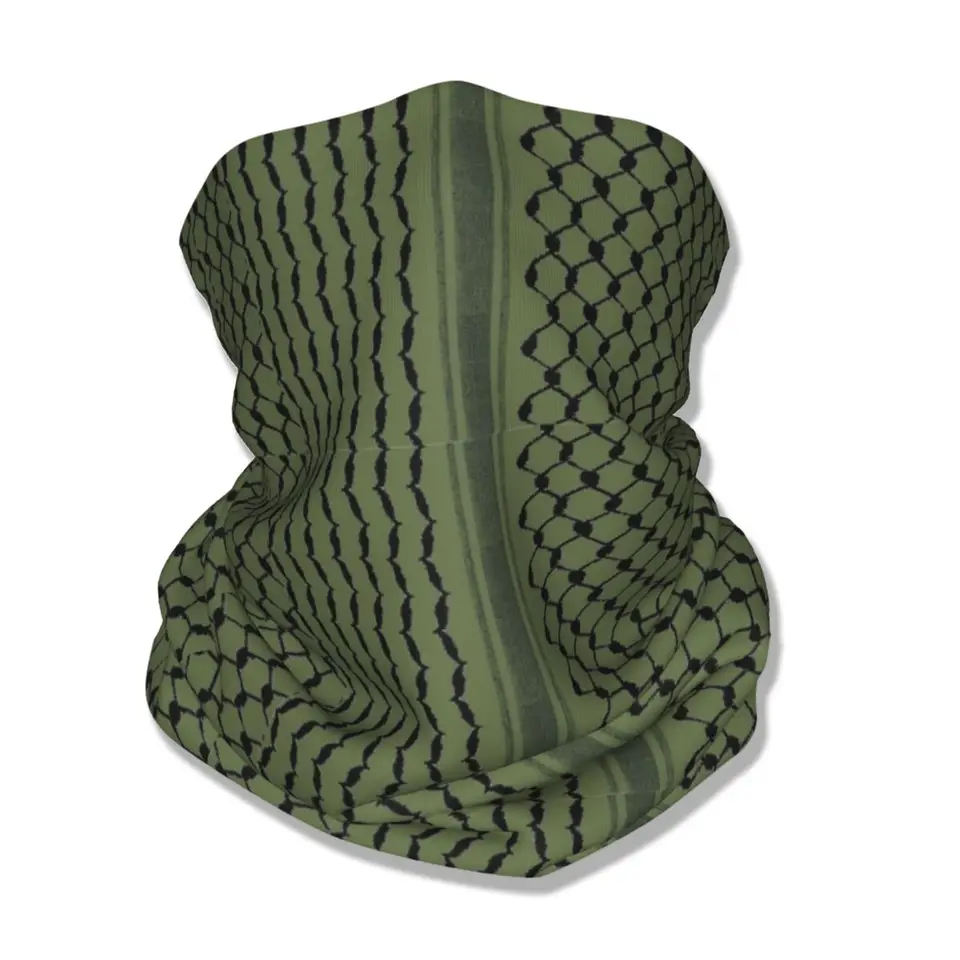 Palestínska hatta kufiya Olive Green Keffiyeh Bandana Cover Cover potlačený palestínový arabský zábal šatky multifunkčný šál