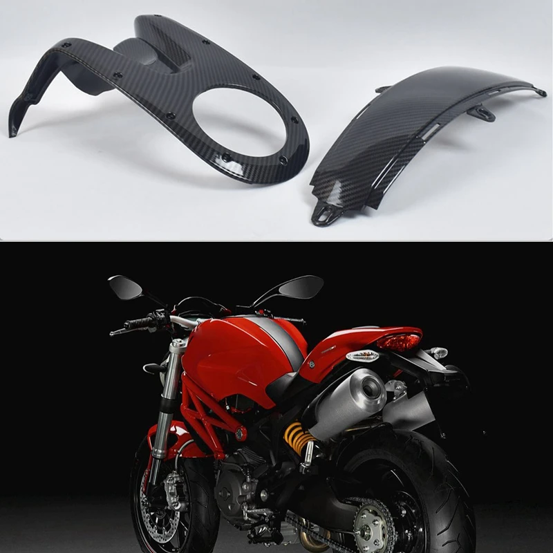 Palivová nádrž na motocykle Palivová nádrže na kapotáž pre Ducati Monster 696 795 796 1100 Palivové panely Orezajte uhlíkové vlákno
