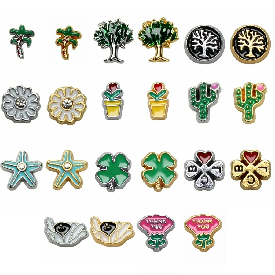 Palm Tree Sunflower 20ks/Lot Floating Locket Pamäť kúzla Fit plávajúce sklo Living Pamäť